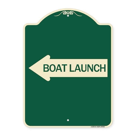 Boat Launch With Left Arrow Heavy-Gauge Aluminum Architectural Sign